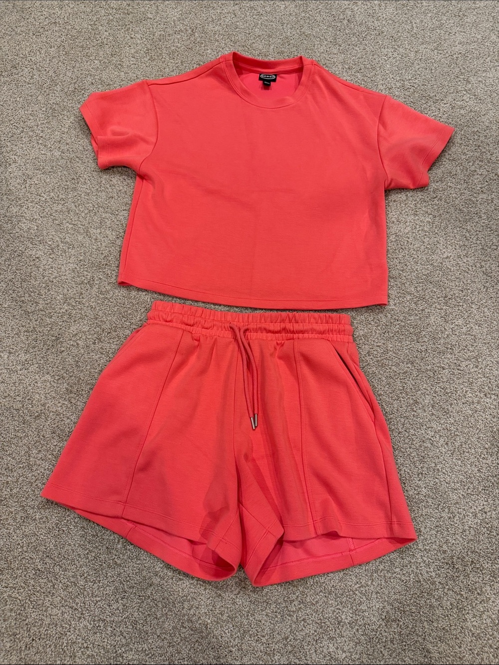 Women's Coral Drawstring Lounge Shorts and shirt by scoop soft like butter 🧈